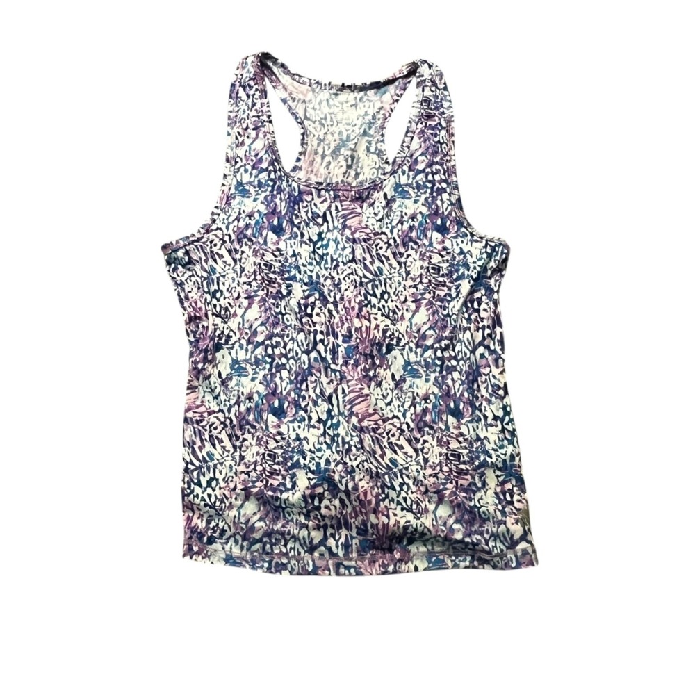 Marika Girls Performance Tank Top Tie Dye Blue Pink Tie Back Accent L 14/16 NEW